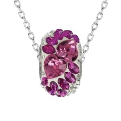 BeCharmed Pave Valentine Premium Stainless Steel Necklace Embellished with Premium Grade Austrian Crystals