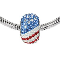 BeCharmed Pave Flag USA Bracelet Embellished with Premium Grade Austrian Crystals