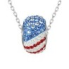 BeCharmed Pave Flag USA Stainless Steel Necklace Embellished with Premium Grade Austrian Crystals