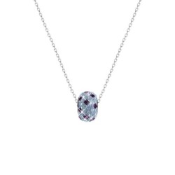 BeCharmed Pave Medley Bead Stainless Steel Necklace Embellished with Premium Grade Austrian Crystals