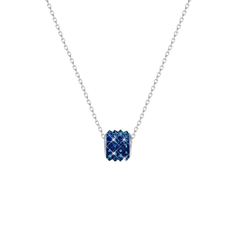 Becharmed Pave Bermuda Blue Bead Spikes Steel Choker Embellished with Premium Grade Austrian Crystals