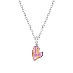 Devoted 2 U Astral Pink Heart Pendant Necklace Embellished with Austrian Crystals