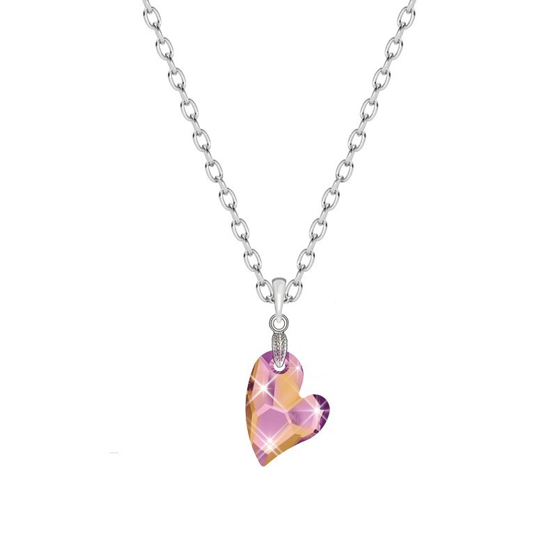 Devoted 2 U Astral Pink Heart Pendant Necklace Embellished with Austrian Crystals