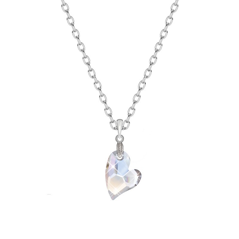 Devoted 2 U Crystal AB Heart Pendant Necklace Embellished with Austrian Crystals