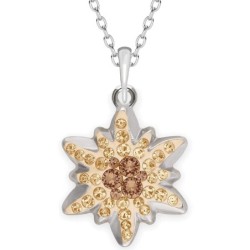 Pave Edelweiss 20mm Pendant Necklace Embellished with Austrian Crystals