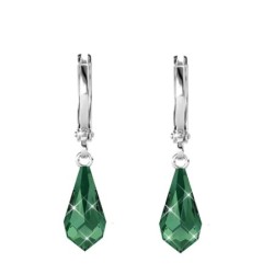 Emerald Crystal Teardrop Hoop Earrings Embellished with Premium Grade Austrian Crystals