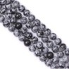 Premium Natural Snowflake Obsidian 10mm Bead Pendant 925 Silver Plated Necklace