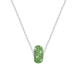 BeCharmed Pave Peridot Bead Slim Premium Steel Necklace Embellished with Premium Grade Austrian Crystals