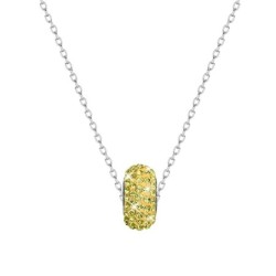 BeCharmed Pave Jonquil Bead Slim Premium Steel Necklace Embellished with Premium Grade Austrian Crystals