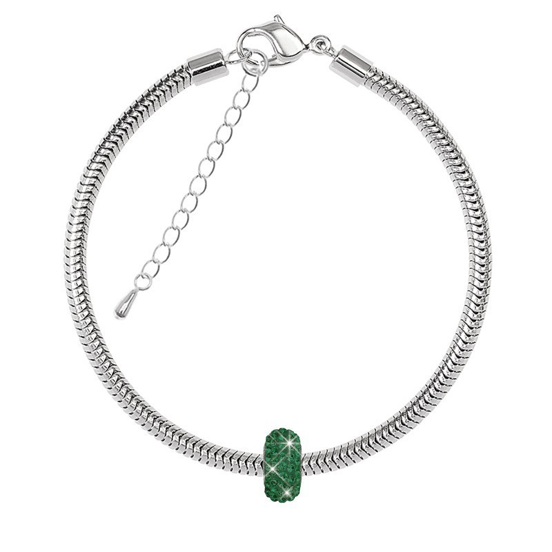 BeCharmed Pave Emerald Bead Slim Bracelet Embellished with Premium Grade Austrian Crystals