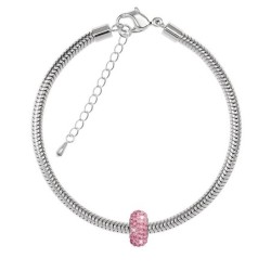 BeCharmed Pave Light Rose Bead Slim Bracelet Embellished with Premium Grade Austrian Crystals