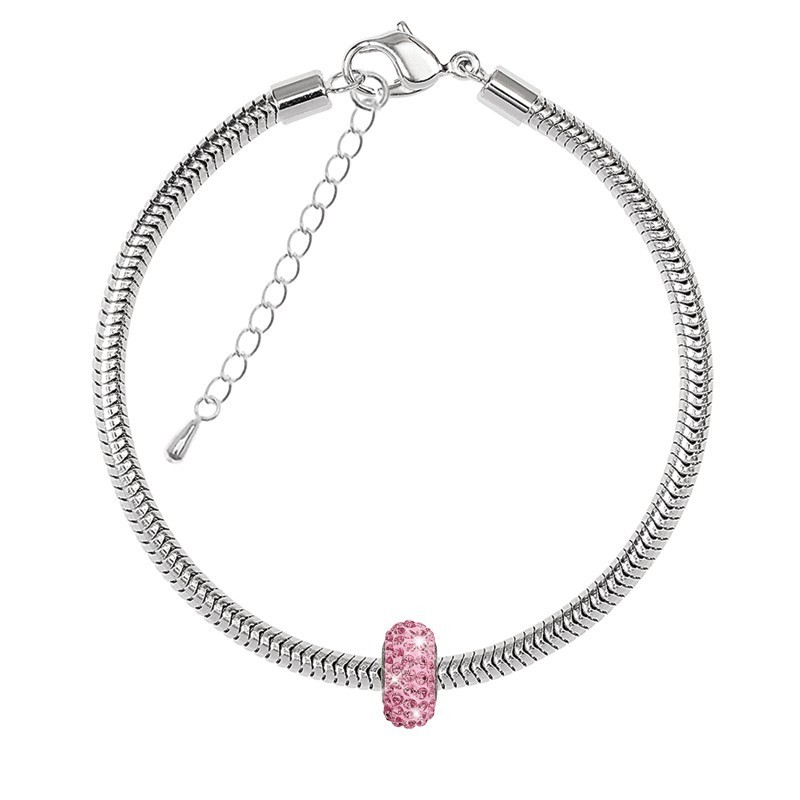 BeCharmed Pave Light Rose Bead Slim Bracelet Embellished with Premium Grade Austrian Crystals