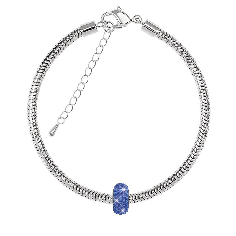 BeCharmed Pave Sapphire Bead Slim Bracelet Embellished with Premium Grade Austrian Crystals