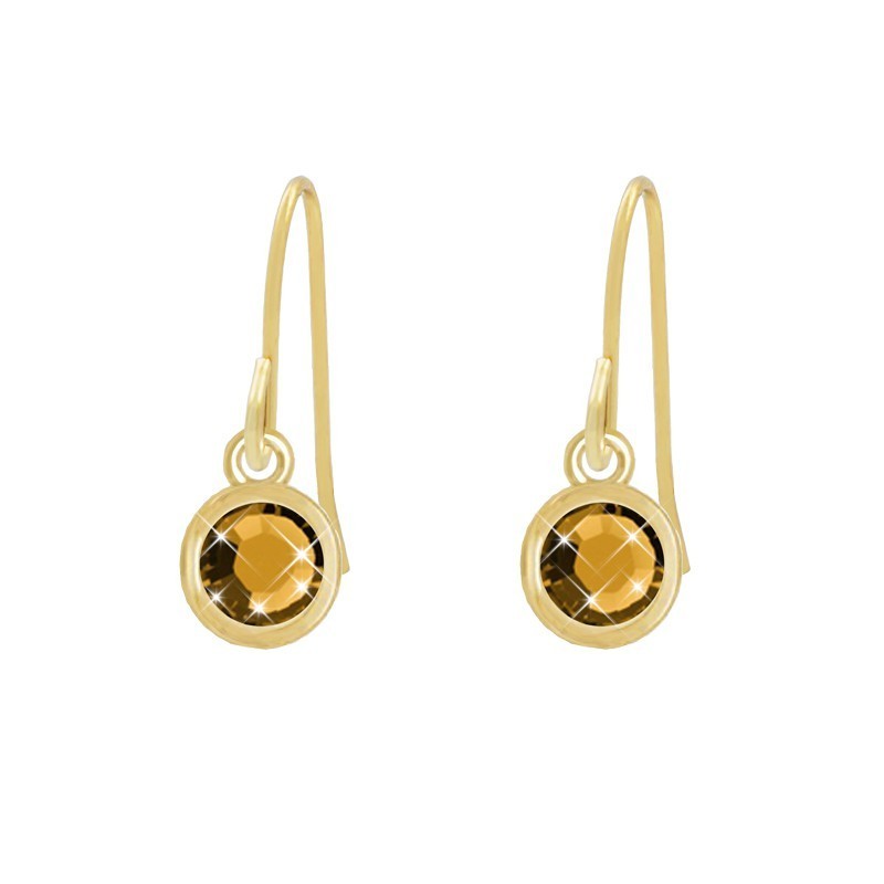 Gold Plated Topaz Hook Earrings Embellished with Austrian Crystals