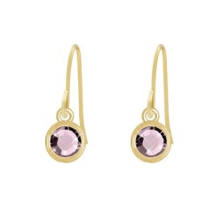 Gold Plated Light Amethyst Earrings Embellished with Austrian Crystals