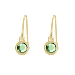 Gold Plated Peridot Hook Earrings Embellished with Austrian Crystals