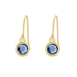 Gold Plated Sapphire Hook Earrings Embellished with Austrian Crystals