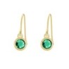 Gold Plated Emerald Hook Earrings Embellished with Austrian Crystals