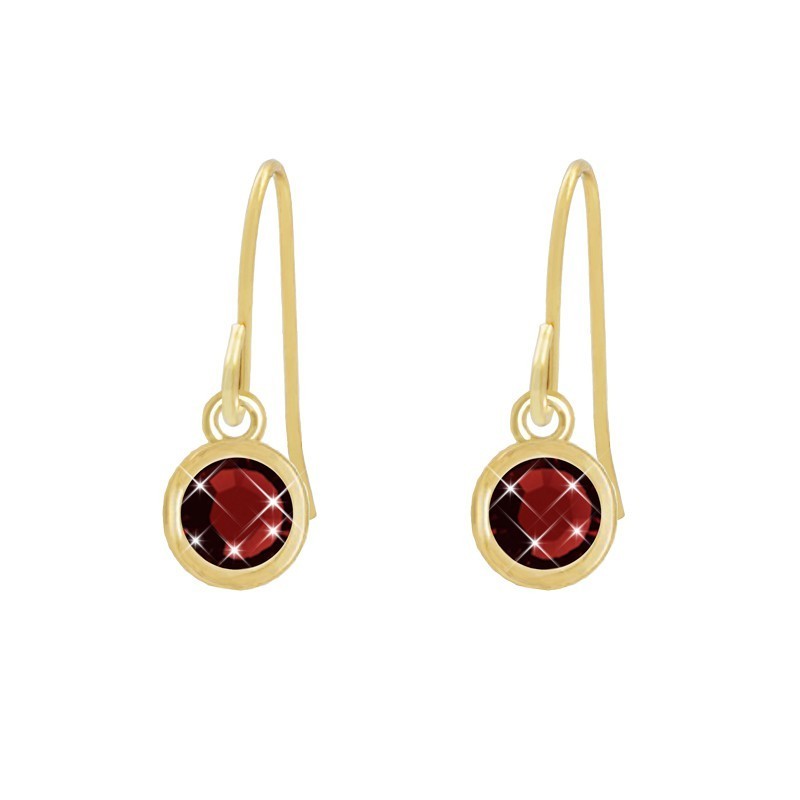 Gold Plated Ruby Red Hook Earrings Embellished with Austrian Crystals