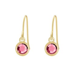 Gold Plated Rose Pink Hook Earrings Embellished with Austrian Crystals