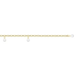 Pearlescent White Crystal Pearl Gold Dangle Anklet Embellished with Austrian Crystals