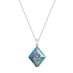 Vitrail Light Growing Crystal 26mm Rhombus Pendant Necklace Embellished with Premium Grade Austrian Crystals