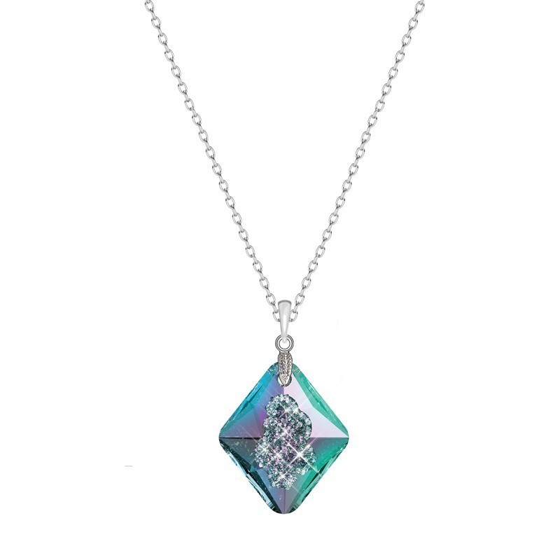 Vitrail Light Growing Crystal 26mm Rhombus Pendant Necklace Embellished with Premium Grade Austrian Crystals