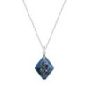 Bermuda Blue Growing Crystal 26mm Rhombus Pendant Necklace Embellished with Premium Grade Austrian Crystals