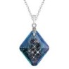 Bermuda Blue Growing Crystal 26mm Rhombus Pendant Necklace Embellished with Premium Grade Austrian Crystals