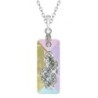 Crystal Aurora Borealis Growing Crystal 36mm Rectangle Pendant Necklace Embellished with Premium Grade Austrian Crystals