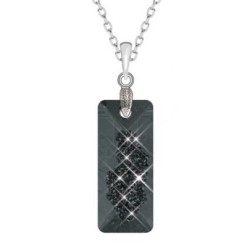 Silver Night Growing Crystal 26mm Rectangle Pendant Necklace Embellished with Premium Grade Austrian Crystals