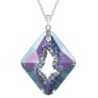 Vitrail Light Growing Crystal 36mm Rhombus Pendant Necklace Embellished with Premium Grade Austrian Crystals