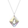 Crystal Aurora Borealis Growing Crystal 36mm Rhombus Pendant Necklace Embellished with Premium Grade Austrian Crystals