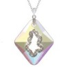 Crystal Aurora Borealis Growing Crystal 36mm Rhombus Pendant Necklace Embellished with Premium Grade Austrian Crystals