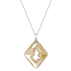 Golden Shadow Growing Crystal 36mm Rhombus Pendant Necklace Embellished with Premium Grade Austrian Crystals