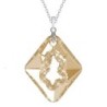 Golden Shadow Growing Crystal 36mm Rhombus Pendant Necklace Embellished with Premium Grade Austrian Crystals