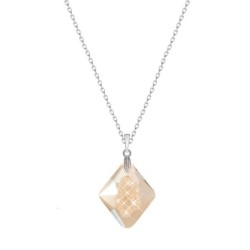 Golden Shadow Growing Crystal 26mm Rhombus Pendant Necklace Embellished with Premium Grade Austrian Crystals