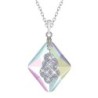 Crystal Aurora Borealis Growing Crystal 26mm Rhombus Pendant Necklace Embellished with Premium Grade Austrian Crystals