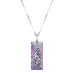 Vitrail Light Growing Crystal 36mm Rectangle Pendant Necklace Embellished with Premium Grade Austrian Crystals