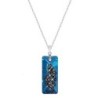 Bermuda Blue Growing Crystal 36mm Rectangle Special Pendant Necklace Embellished with Premium Grade Austrian Crystals