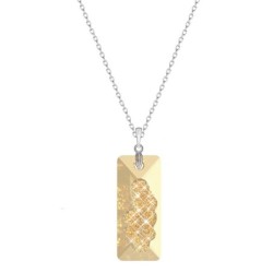 Golden Shadow Growing Crystal Rectangle 36mm Pendant Necklace Embellished with Premium Grade Austrian Crystals