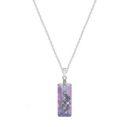 Vitrail Light Growing Crystal 26mm Rectangle Pendant Necklace Embellished with Premium Grade Austrian Crystals