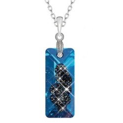 Bermuda Blue Growing Crystal 26mm Rectangle Pendant Necklace Embellished with Premium Grade Austrian Crystals