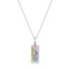 Crystal Aurora Borealis Growing Crystal 26mm Rectangle Pendant Necklace Embellished with Premium Grade Austrian Crystals