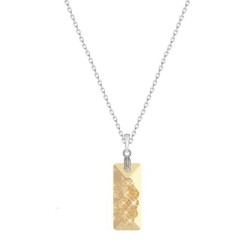 Golden Shadow Growing Crystal Rectangle 26mm Pendant Necklace Embellished with Premium Grade Austrian Crystals