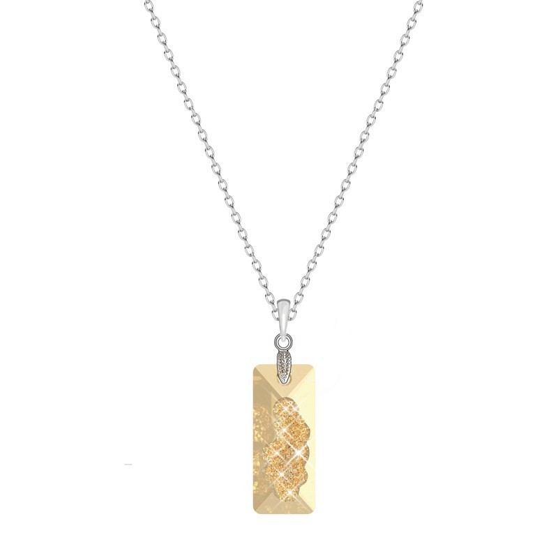 Golden Shadow Growing Crystal Rectangle 26mm Pendant Necklace Embellished with Premium Grade Austrian Crystals