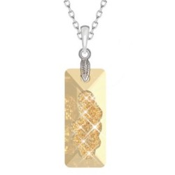 Golden Shadow Growing Crystal Rectangle 26mm Pendant Necklace Embellished with Premium Grade Austrian Crystals