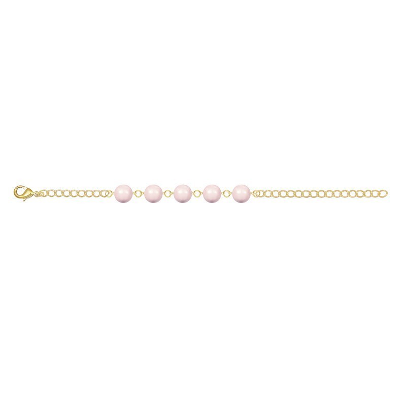 Crystal Rosaline Pink Pearl Gold Plated Bracelet Embellished with Austrian Crystals