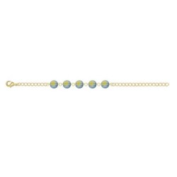 Crystal Iridescent Green Globe Gold Plated Bracelet Embellished with Austrian Crystals