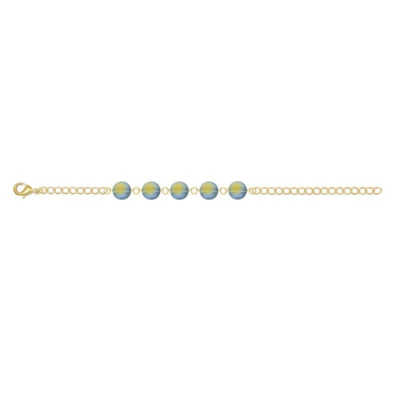 Crystal Iridescent Green Globe Gold Plated Bracelet Embellished with Austrian Crystals